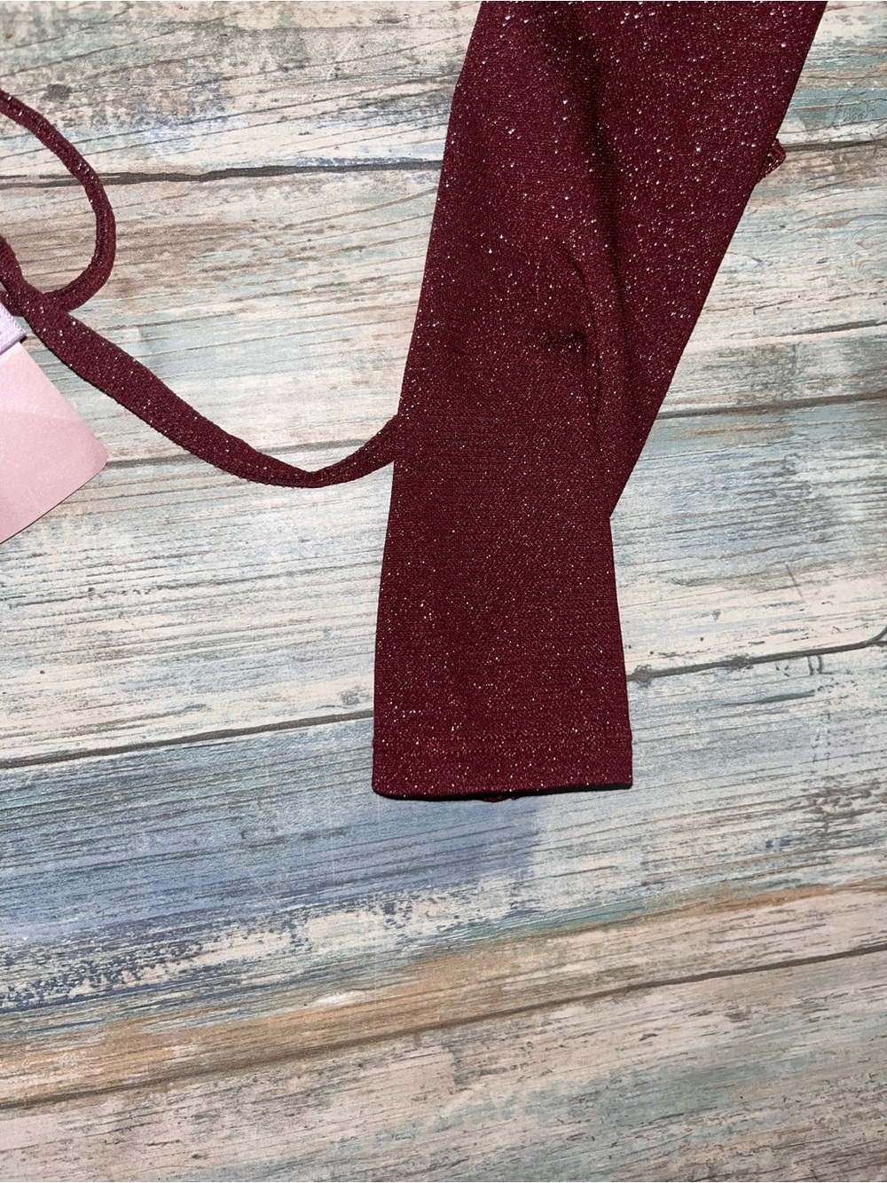 NWT Savage X Fenty Burgundy Shimmer Cutout Long Sleeve Bodysuit Small - Picture 6 of 7
